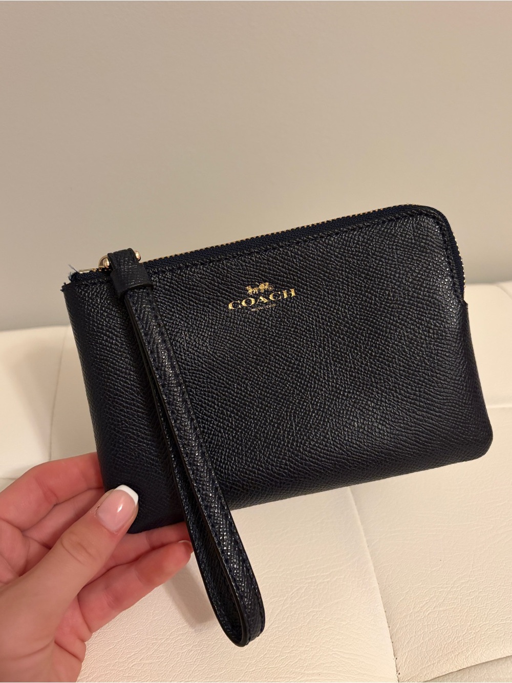 Coach Corner Zip Wristlet Navy